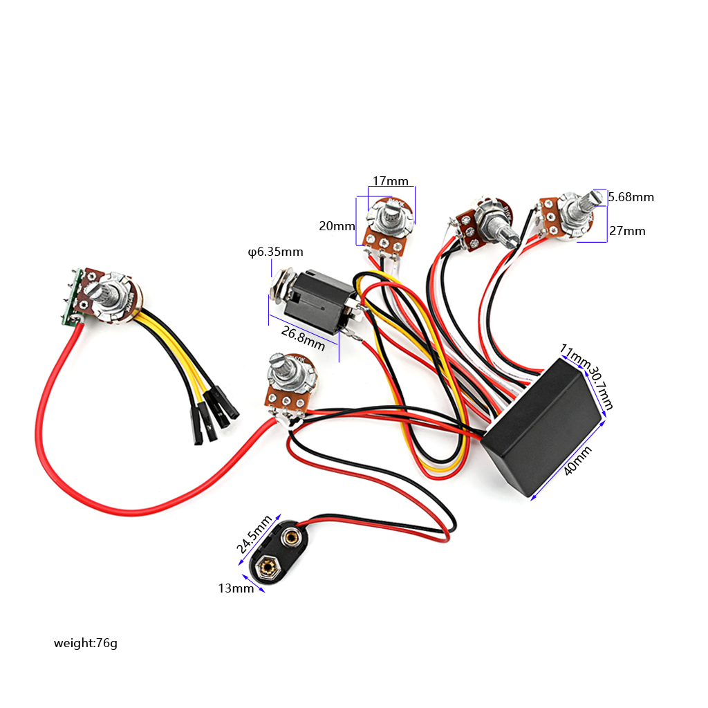 Pre-wired 3 Band Active Bass C - Passive Preamp 评论和价格